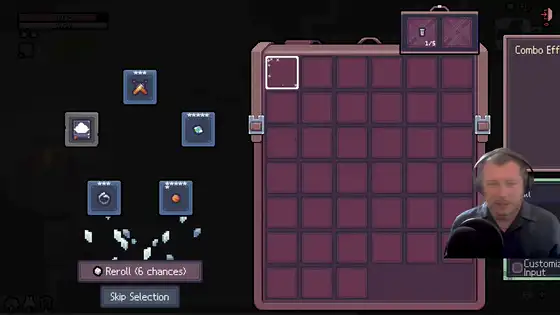 Sephiria Strategic Inventory open while seating an Artifact into the backpack grid