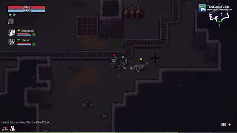 Sephiria co-op party exploring a dungeon together with party HUD and shared loot notices
